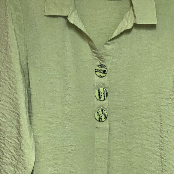 NWT Habitat Clothes to Live In Fern Color Marble Button Crinkle Swing To… - Picture 3 of 8